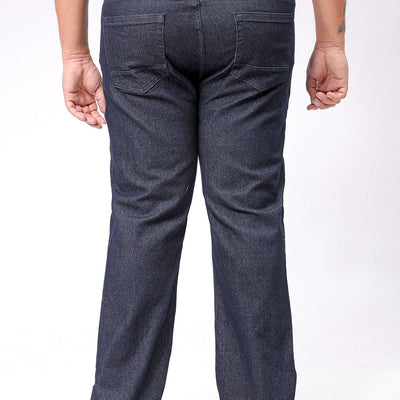 Men's Plus Size Blue Bootcut Fit Solid Stretchable Jeans
