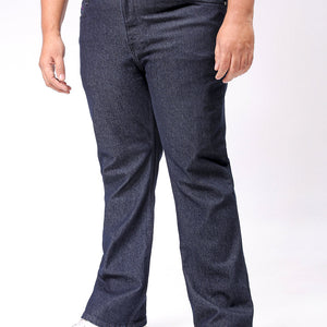 Men's Plus Size Blue Bootcut Fit Solid Stretchable Jeans