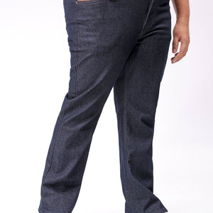 Men's Plus Size Blue Bootcut Fit Solid Stretchable Jeans