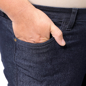 Men's Plus Size Blue Bootcut Fit Solid Stretchable Jeans