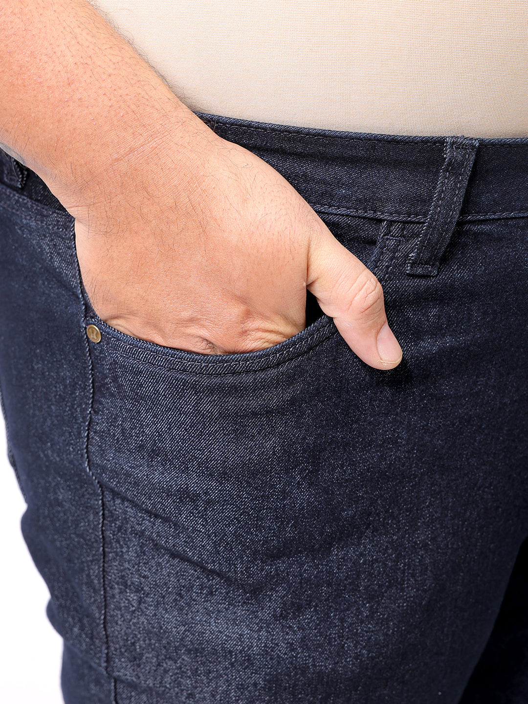 Men's Plus Size Blue Bootcut Fit Solid Stretchable Jeans