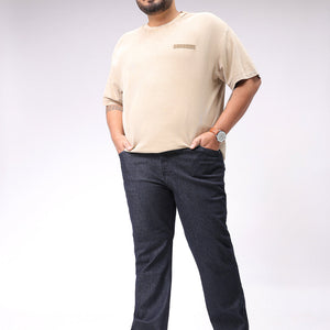 Men's Plus Size Blue Bootcut Fit Solid Stretchable Jeans