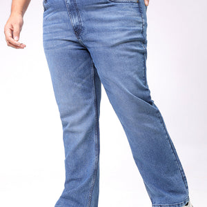 Men's Plus Size Blue Bootcut Fit Solid Stretchable Jeans