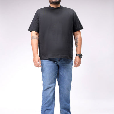 Men's Plus Size Blue Bootcut Fit Solid Stretchable Jeans