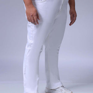 Men's Plus Size White Bootcut Fit Solid Stretchable Jeans