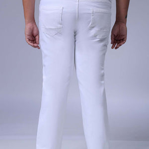 Men's Plus Size White Bootcut Fit Solid Stretchable Jeans