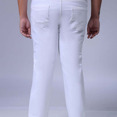 Men's Plus Size White Bootcut Fit Solid Stretchable Jeans