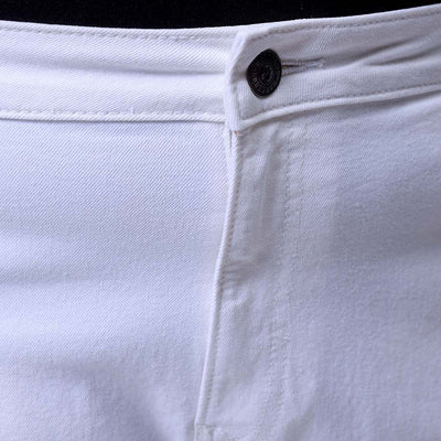 Men's Plus Size White Bootcut Fit Solid Stretchable Jeans