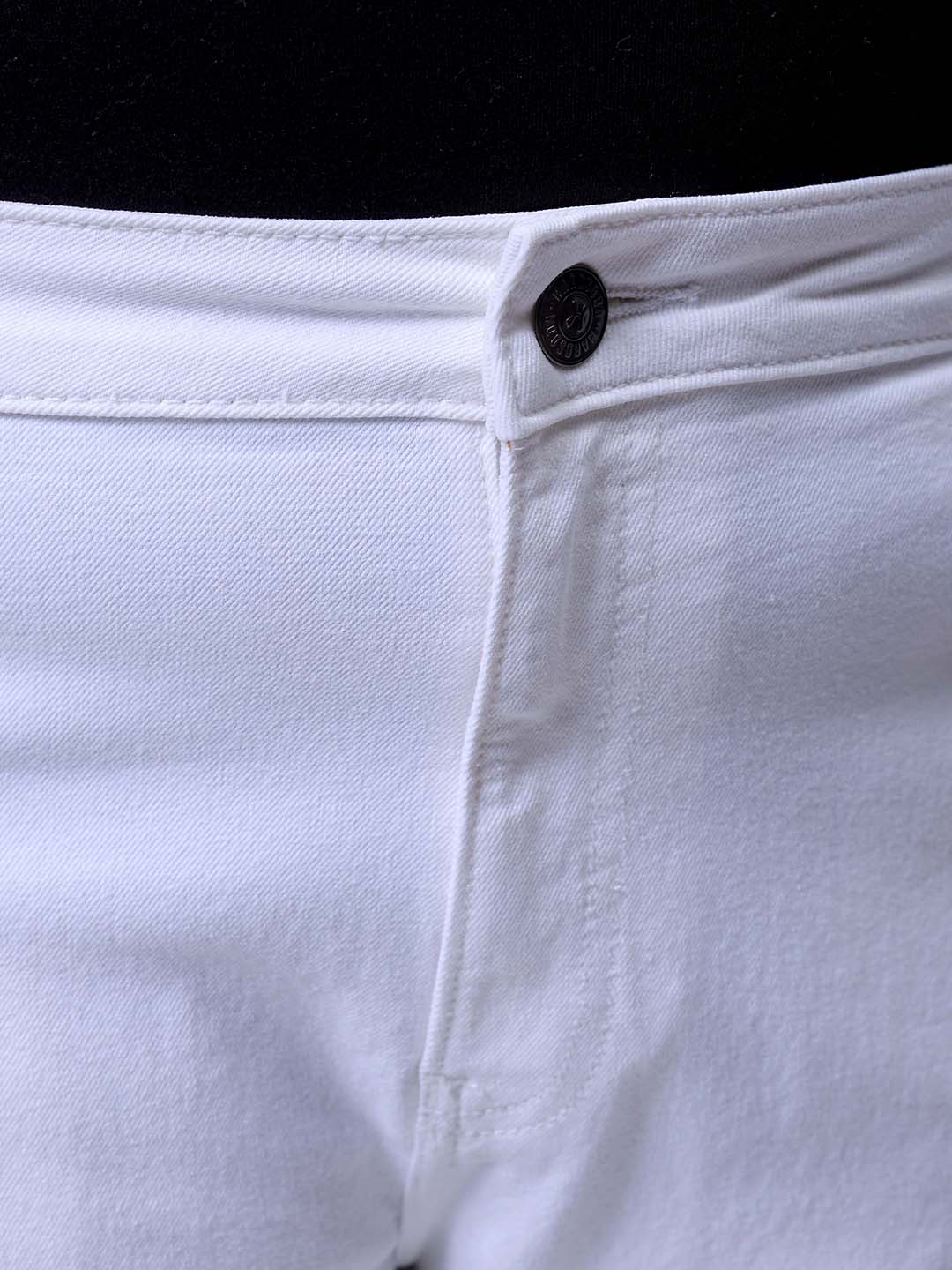 Men's Plus Size White Bootcut Fit Solid Stretchable Jeans