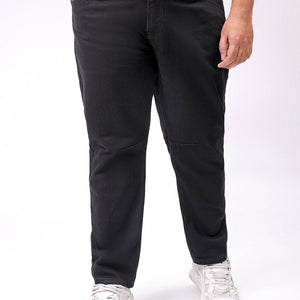 Men's Plus Size Black Carrot Fit Solid Stretchable Jeans