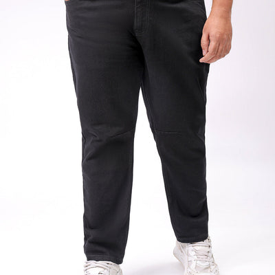Men's Plus Size Black Carrot Fit Solid Stretchable Jeans