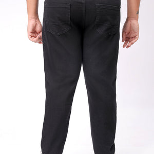 Men's Plus Size Black Carrot Fit Solid Stretchable Jeans