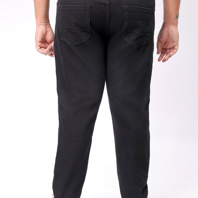 Men's Plus Size Black Carrot Fit Solid Stretchable Jeans