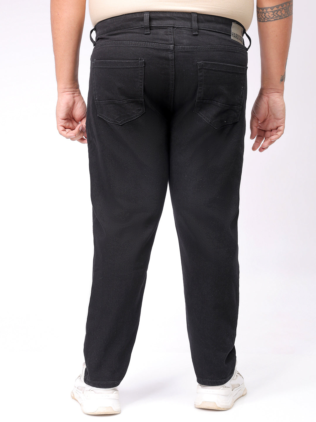 Men's Plus Size Black Carrot Fit Solid Stretchable Jeans
