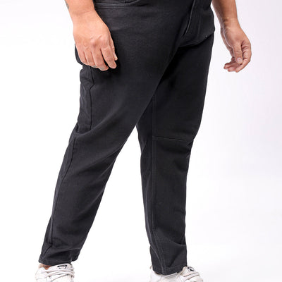 Men's Plus Size Black Carrot Fit Solid Stretchable Jeans