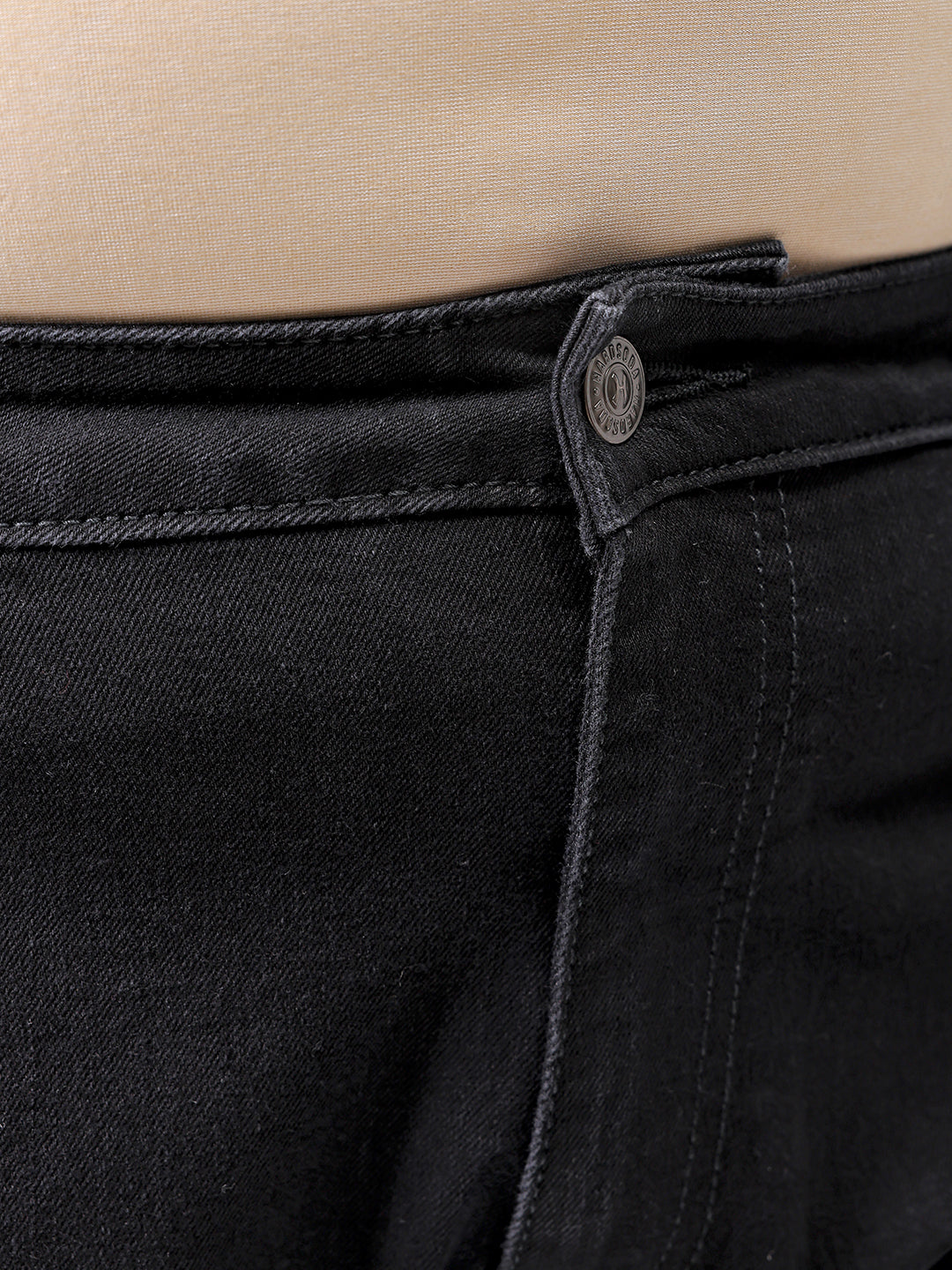 Men's Plus Size Black Carrot Fit Solid Stretchable Jeans