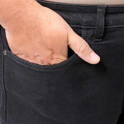 Men's Plus Size Black Carrot Fit Solid Stretchable Jeans