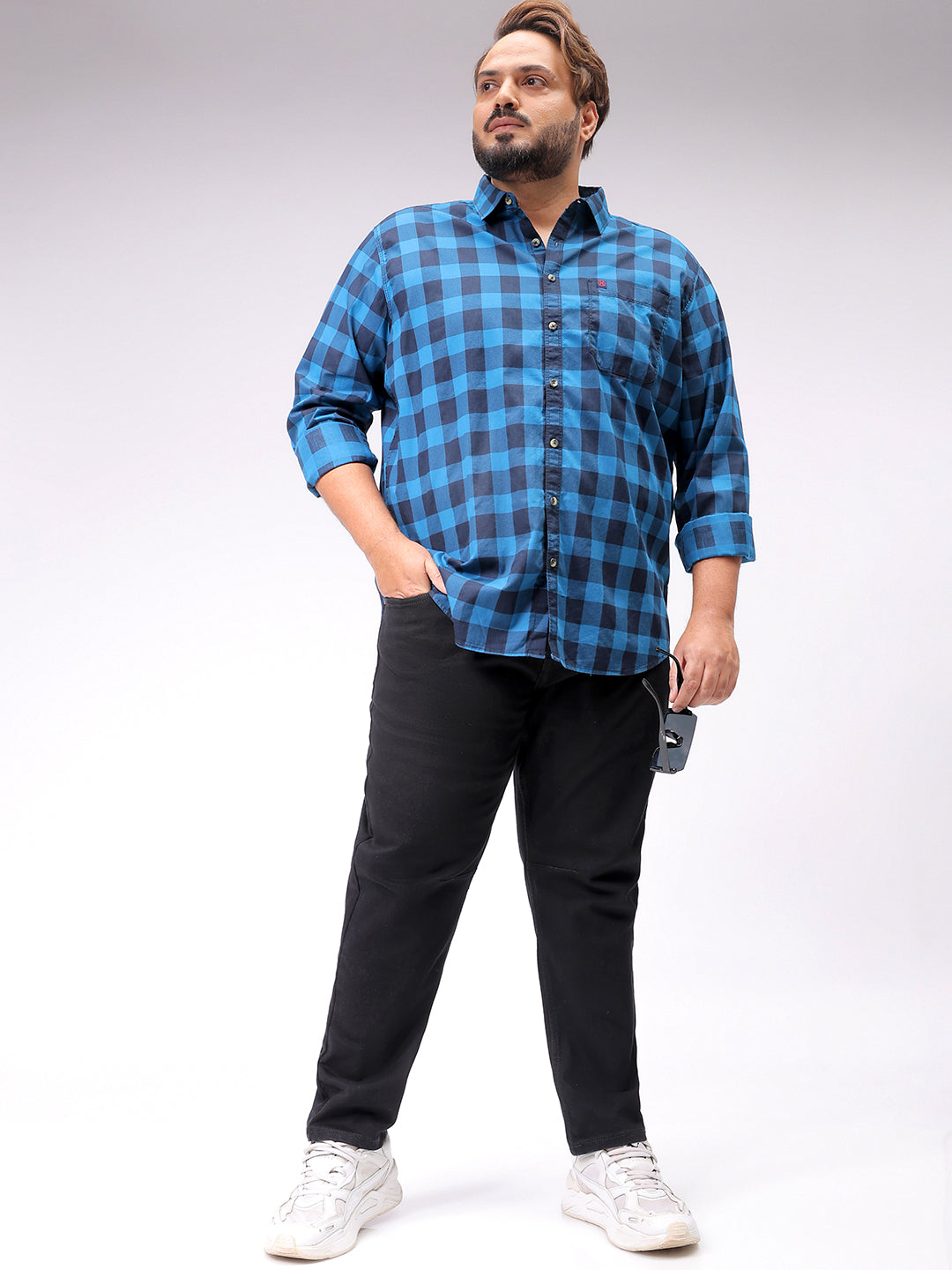 Men's Plus Size Black Carrot Fit Solid Stretchable Jeans