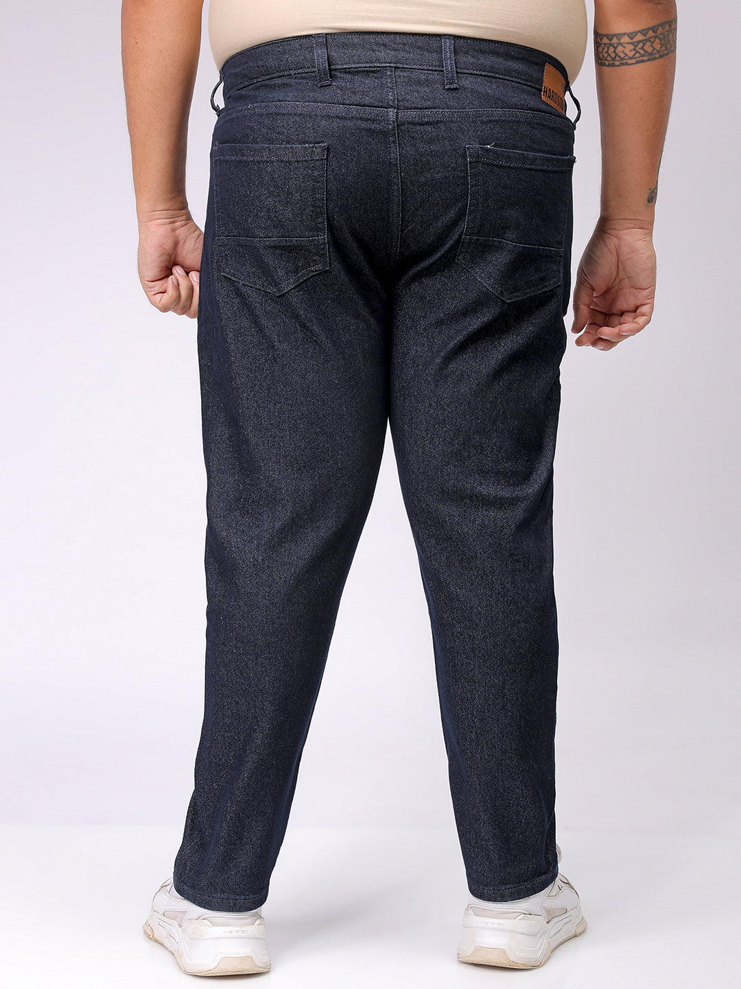 Men's Plus Size Blue Carrot Fit Solid Stretchable Jeans