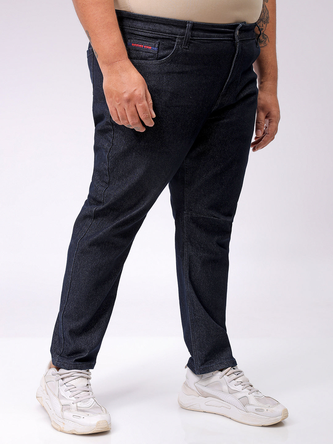Men's Plus Size Blue Carrot Fit Solid Stretchable Jeans