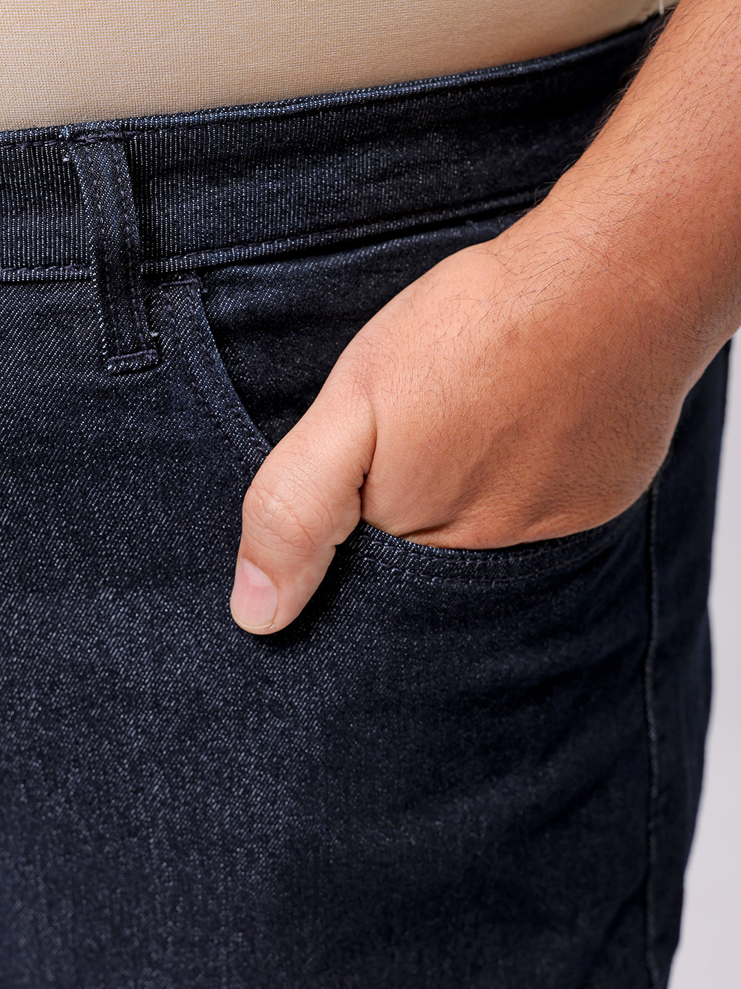 Men's Plus Size Blue Carrot Fit Solid Stretchable Jeans