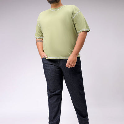 Men's Plus Size Blue Carrot Fit Solid Stretchable Jeans