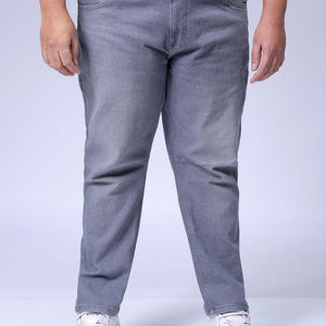Men's Plus Size Grey Carrot Fit Solid Stretchable Jeans