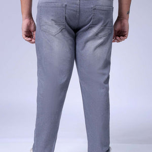 Men's Plus Size Grey Carrot Fit Solid Stretchable Jeans