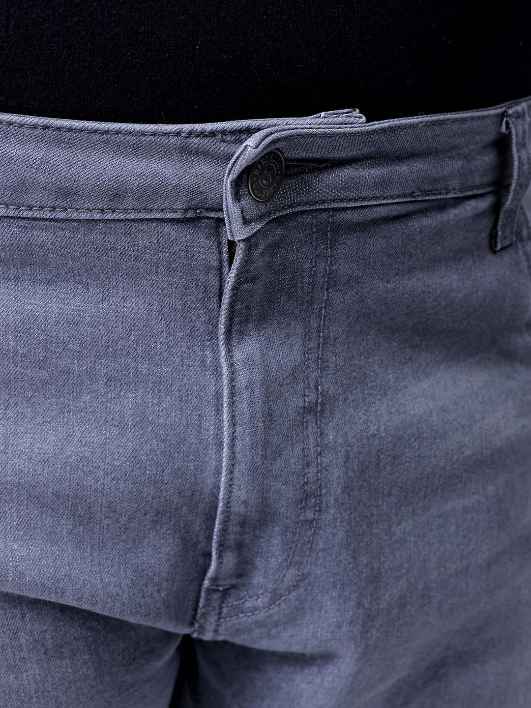 Men's Plus Size Grey Carrot Fit Solid Stretchable Jeans