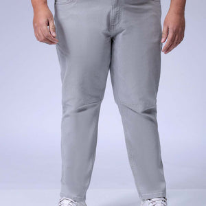 Men's Plus Size Grey Carrot Fit Solid Stretchable Jeans