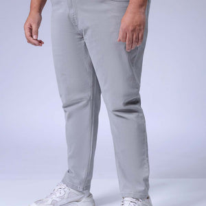 Men's Plus Size Grey Carrot Fit Solid Stretchable Jeans