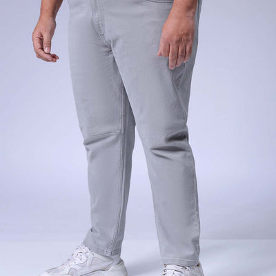 Men's Plus Size Grey Carrot Fit Solid Stretchable Jeans