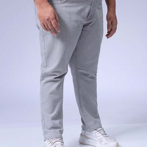 Men's Plus Size Grey Carrot Fit Solid Stretchable Jeans