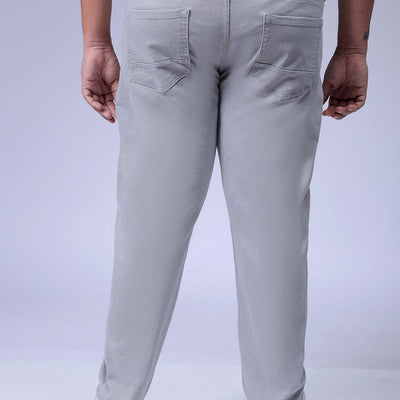 Men's Plus Size Grey Carrot Fit Solid Stretchable Jeans