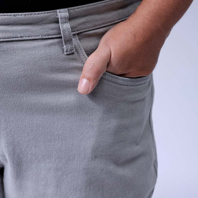 Men's Plus Size Grey Carrot Fit Solid Stretchable Jeans