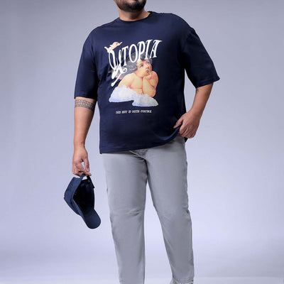 Men's Plus Size Grey Carrot Fit Solid Stretchable Jeans