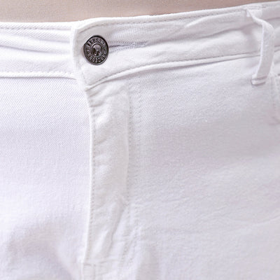 Men's Plus Size White Carrot Fit Solid Stretchable Jeans