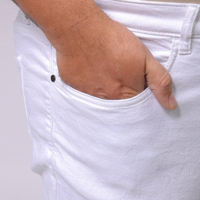 Men's Plus Size White Carrot Fit Solid Stretchable Jeans