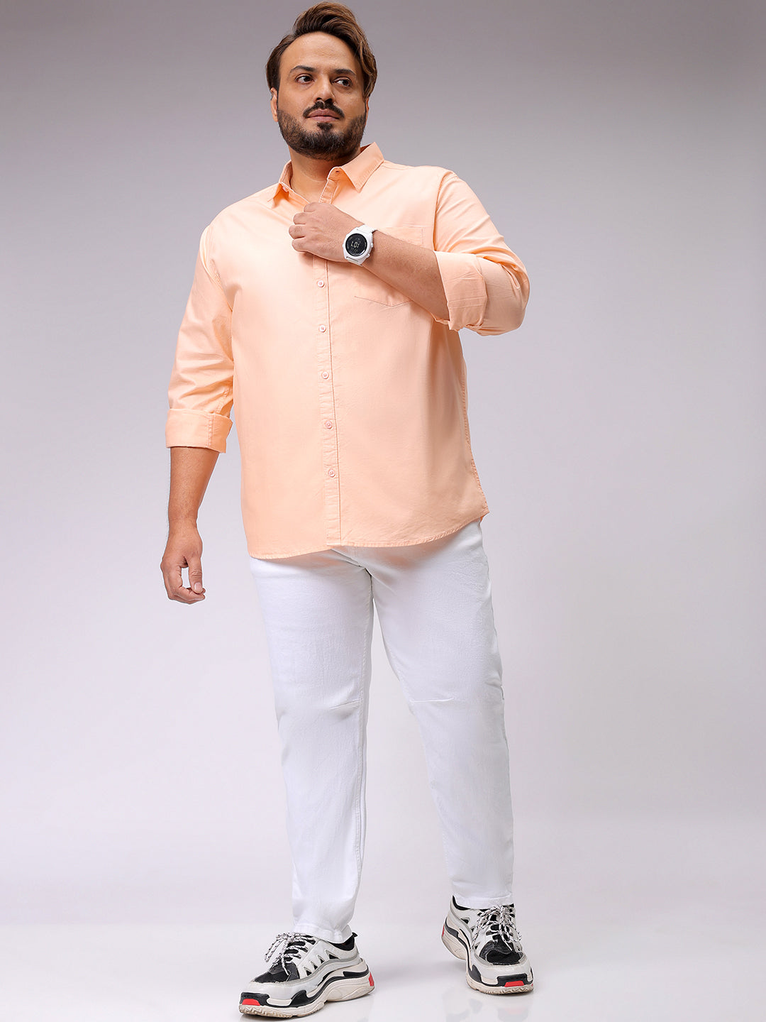 Men's Plus Size White Carrot Fit Solid Stretchable Jeans