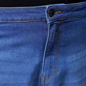 Men's Plus Size Blue Baggy Fit Solid Stretchable Jeans