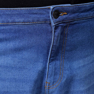 Men's Plus Size Blue Baggy Fit Solid Stretchable Jeans