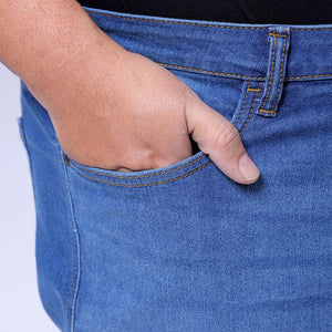 Men's Plus Size Blue Baggy Fit Solid Stretchable Jeans