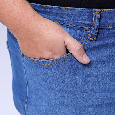 Men's Plus Size Blue Baggy Fit Solid Stretchable Jeans