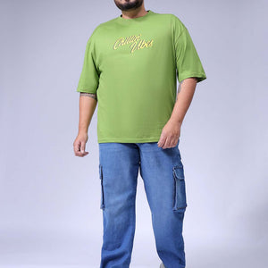 Men's Plus Size Blue Baggy Fit Solid Stretchable Jeans