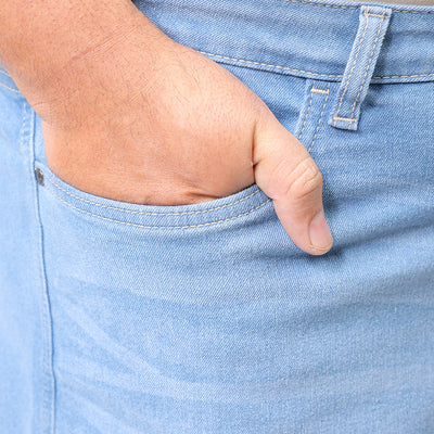 Men's Plus Size Blue Baggy Fit Solid Stretchable Jeans