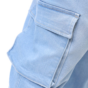 Men's Plus Size Blue Baggy Fit Solid Stretchable Jeans