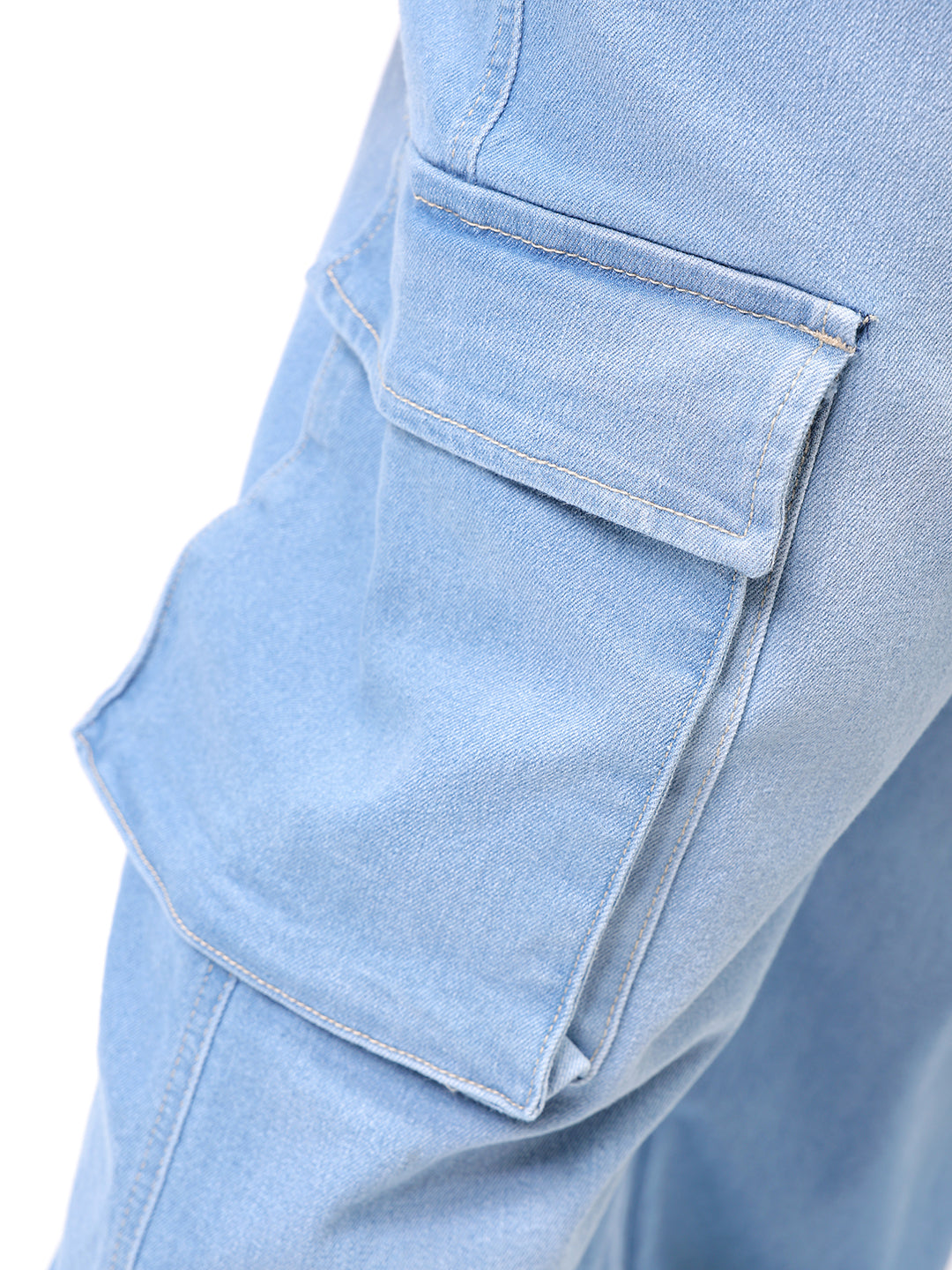 Men's Plus Size Blue Baggy Fit Solid Stretchable Jeans