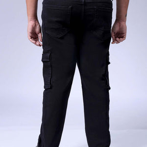 Men's Plus Size Black Baggy Fit Solid Stretchable Jeans