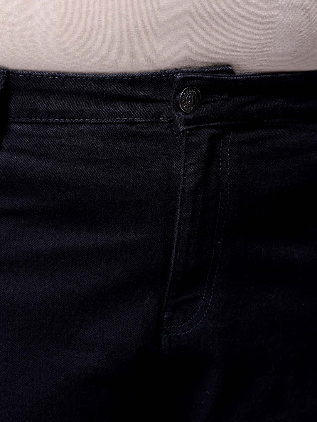 Men's Plus Size Black Baggy Fit Solid Stretchable Jeans