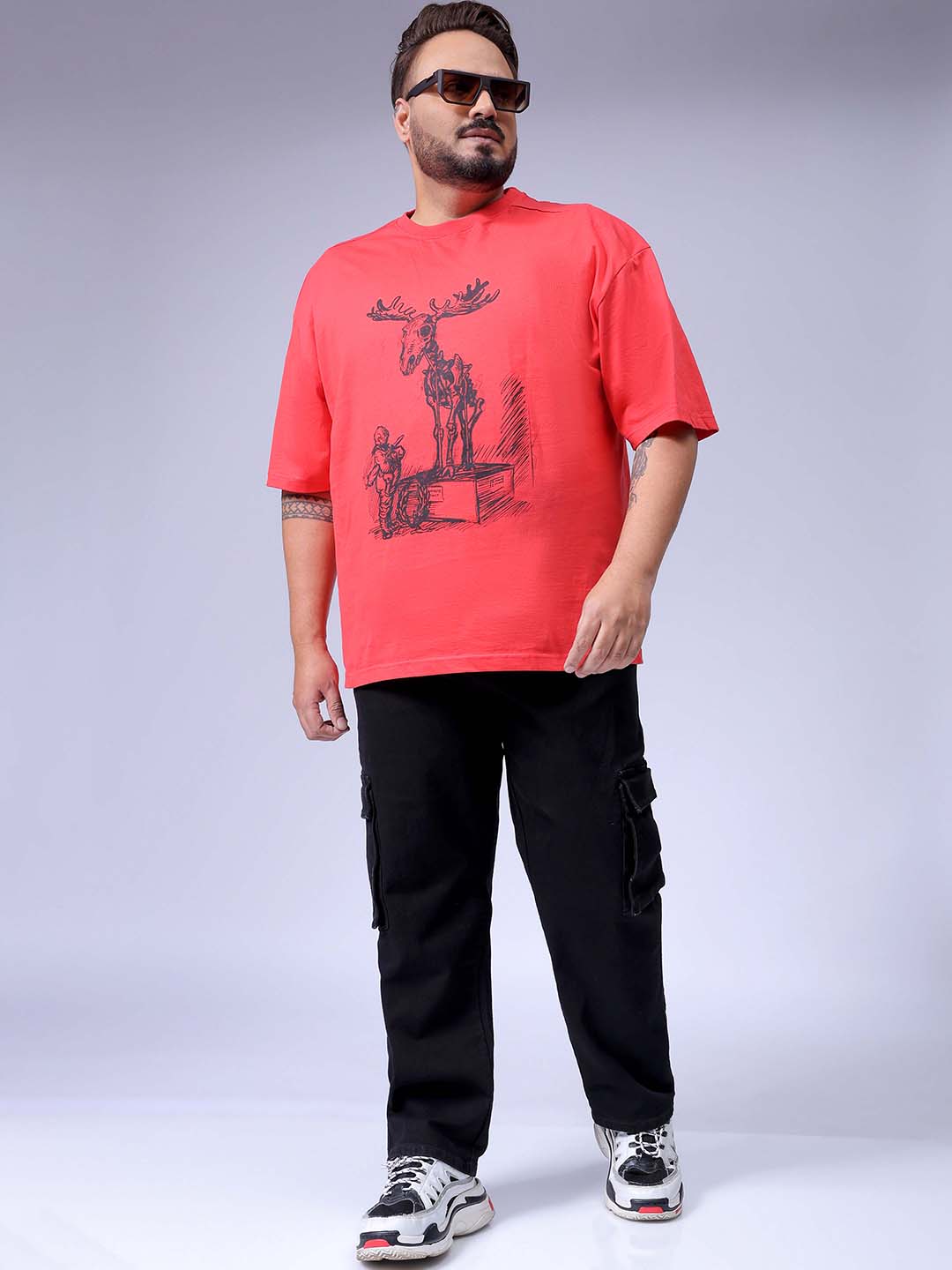 Men's Plus Size Black Baggy Fit Solid Stretchable Jeans